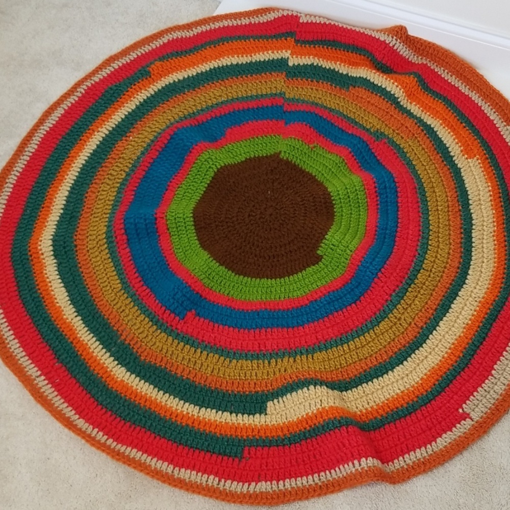Vintage Handmade Boho Round Afghan Throw